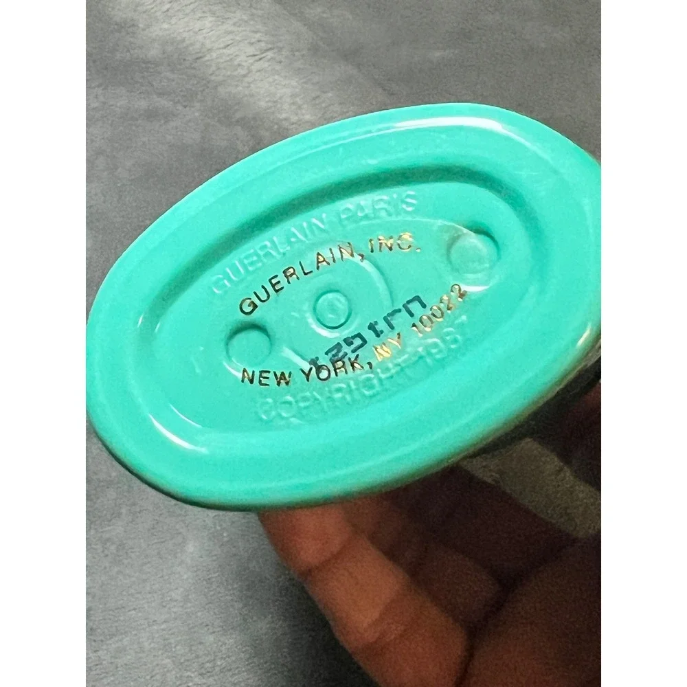 Vintage Guerlain Shalimar Talc Powder 2 Piece Vanity Set Teal 100g & 4oz Paris